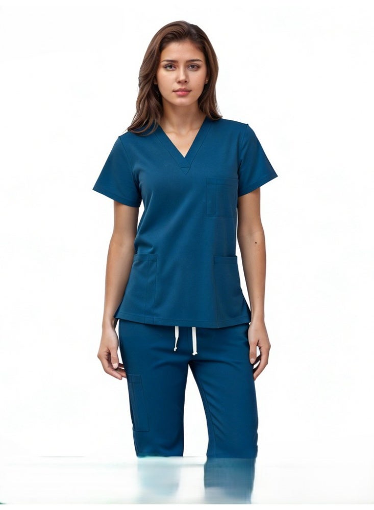 Women's Elastic Doctor Nurse Surgical Gown Work Clothes - Image 1
